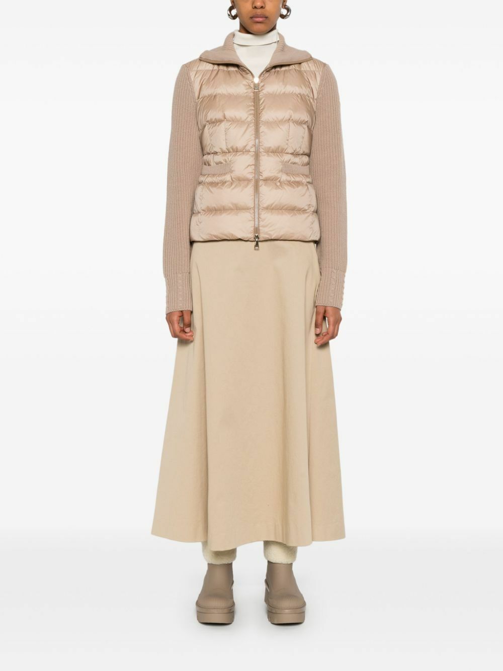 Moncler Padded Wool Zip-Up Cardigan