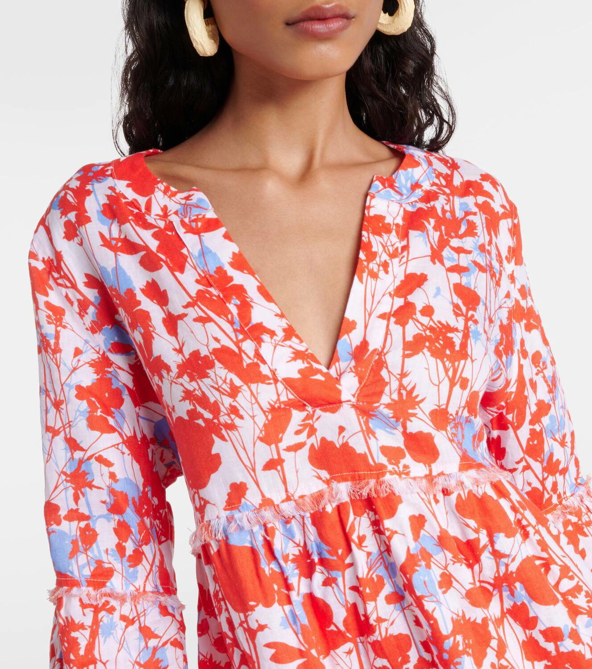 Heidi Klein Deia floral linen kaftan