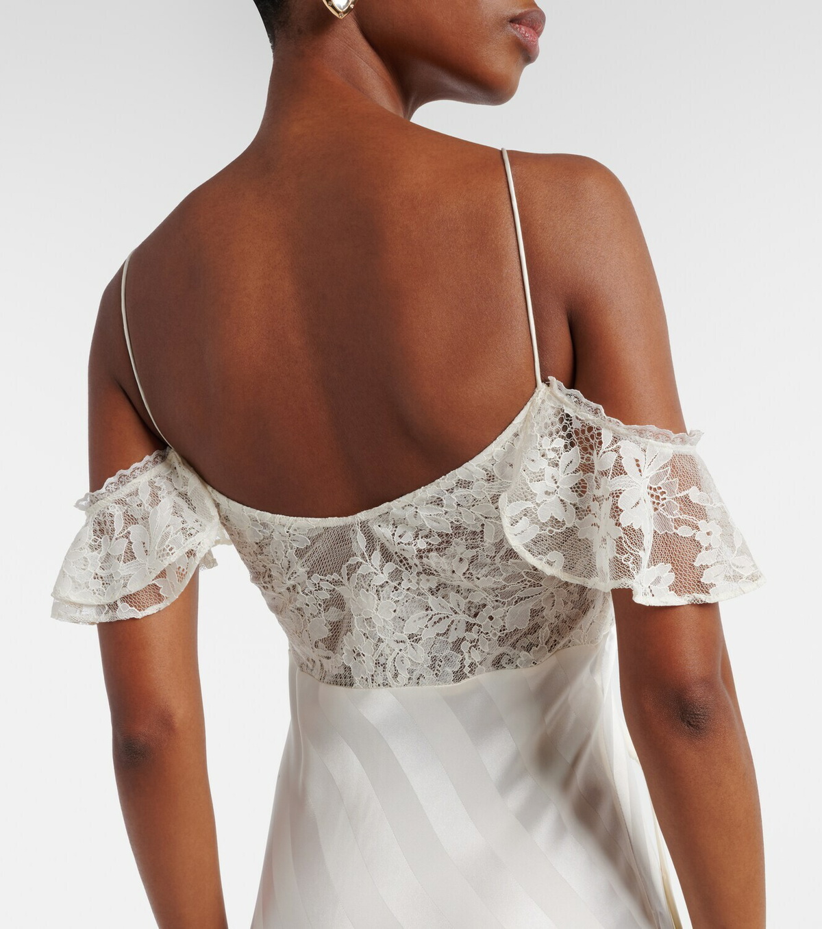 Self-Portrait Lace-trimmed satin gown