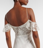 Self-Portrait Lace-trimmed satin gown