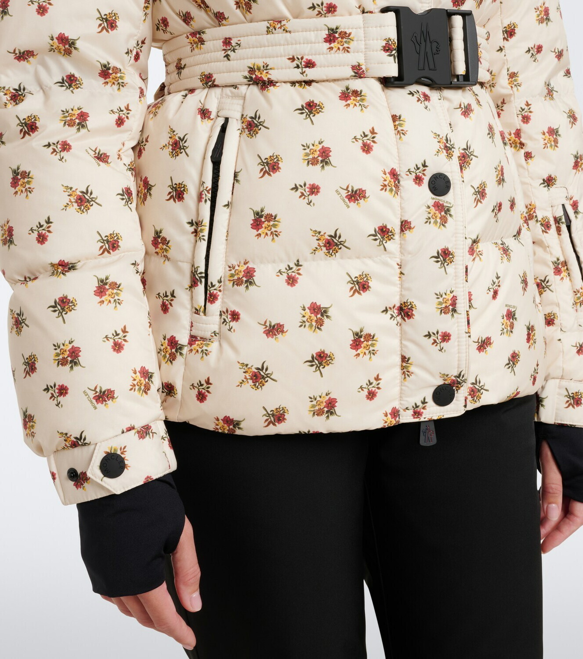 Moncler Grenoble Floral belted down ski jacket