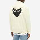 Comme des Garçons Play Men's Black Heart Full Zip Back Print Hoody in Ivory