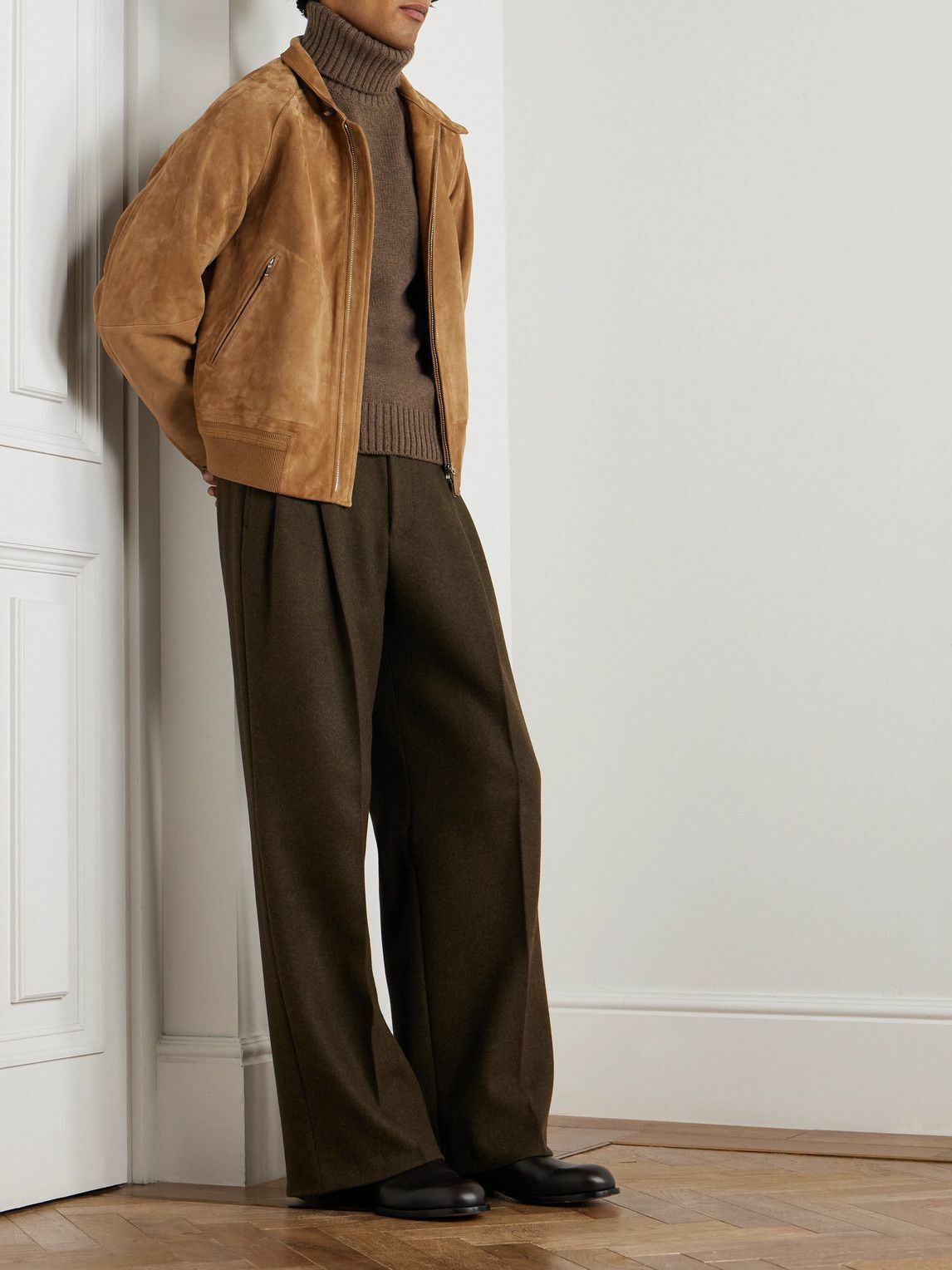 Loro Piana - Hubert Pleated Wool and Cashmere-Blend Wide-Leg Trousers - Brown