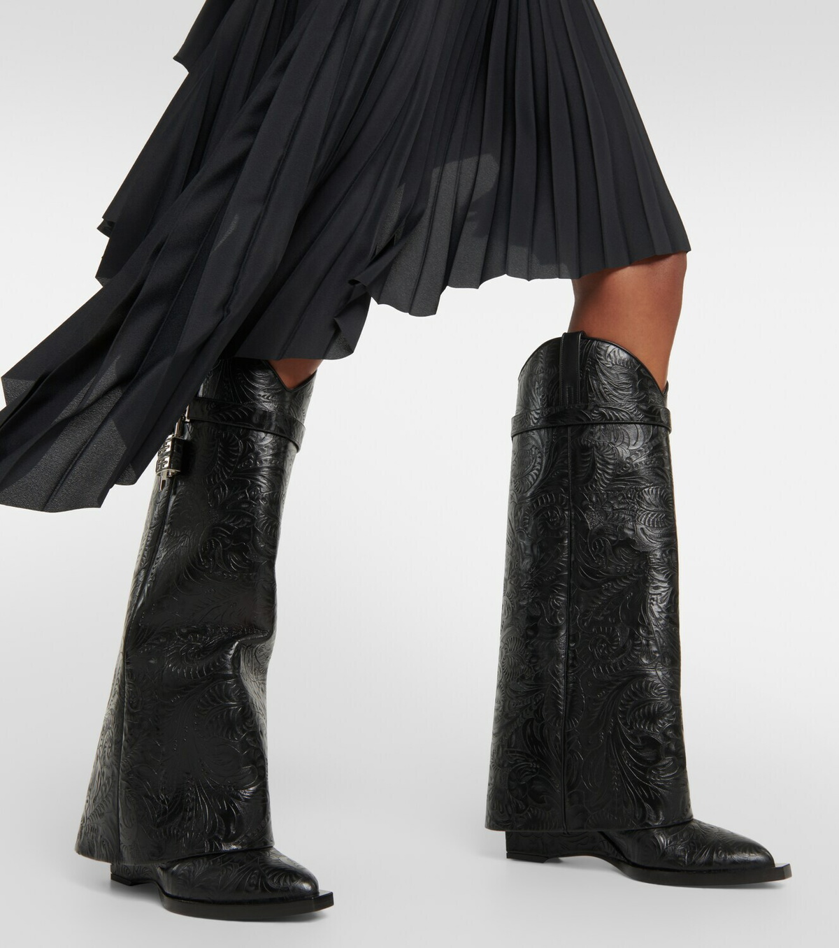 Givenchy Shark Lock Cowboy leather knee high boots Givenchy