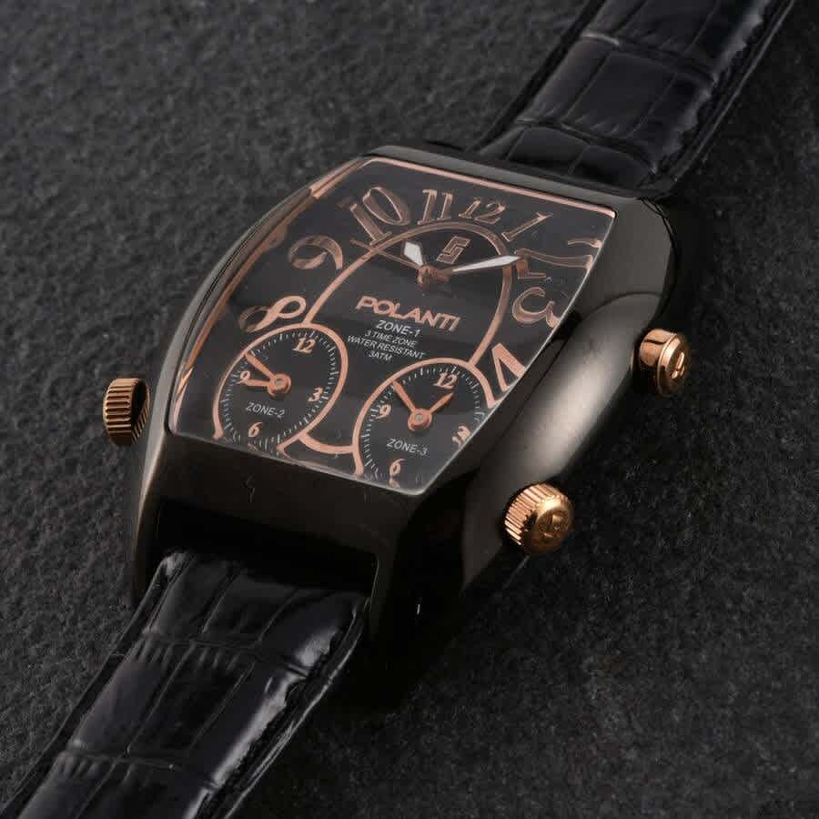 Polanti 3T-Zone Chronograph Quartz Rose Gold Dial Mens Watch PL2400-IPBK-RG