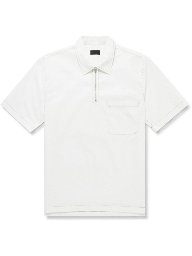 Photo: Club Monaco - Cotton-Blend Poplin Half-Zip Polo Shirt - White