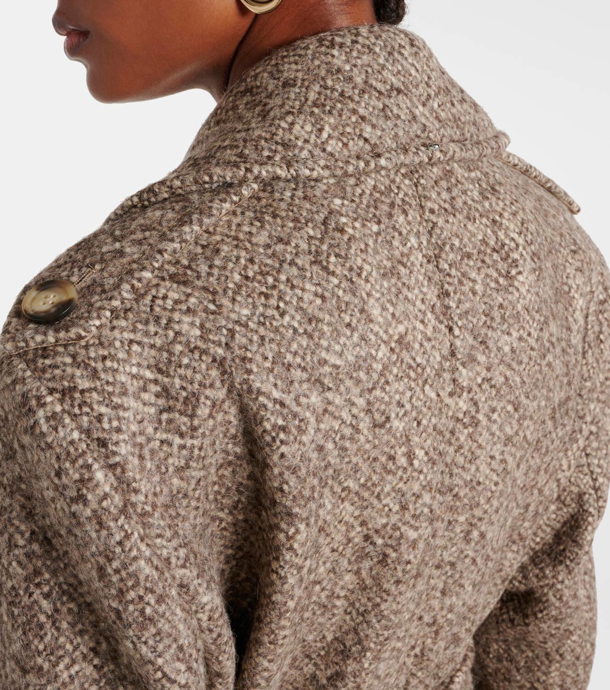 【送料&関税込】SportMax Melange Brown Wool Blend Denaro Coa Sportmax Denaro wool-blend tweed trench coat Sportmax