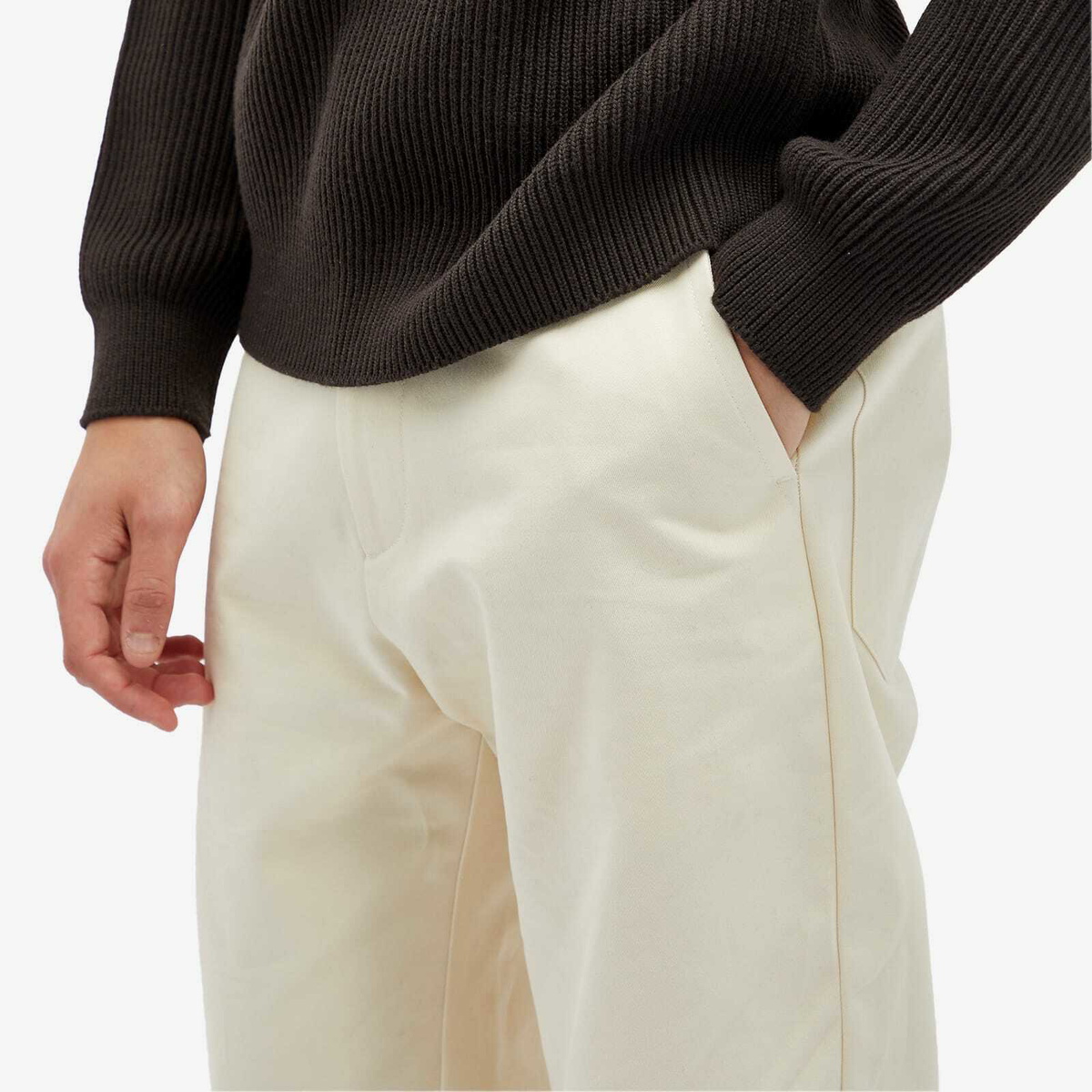 Studio Nicholson Men's Bill Narrow Leg Twill Pants in Cream