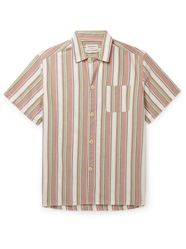 Photo: OLIVER SPENCER LOUNGEWEAR - Canvey Striped Organic Cotton-Twill Pyjama Shirt - Multi