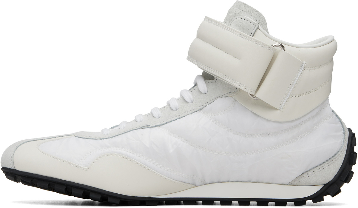 BALMAIN White Racing Mid-Top Sneakers
