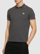 MONCLER - Logo Patch Cotton Polo Shirt