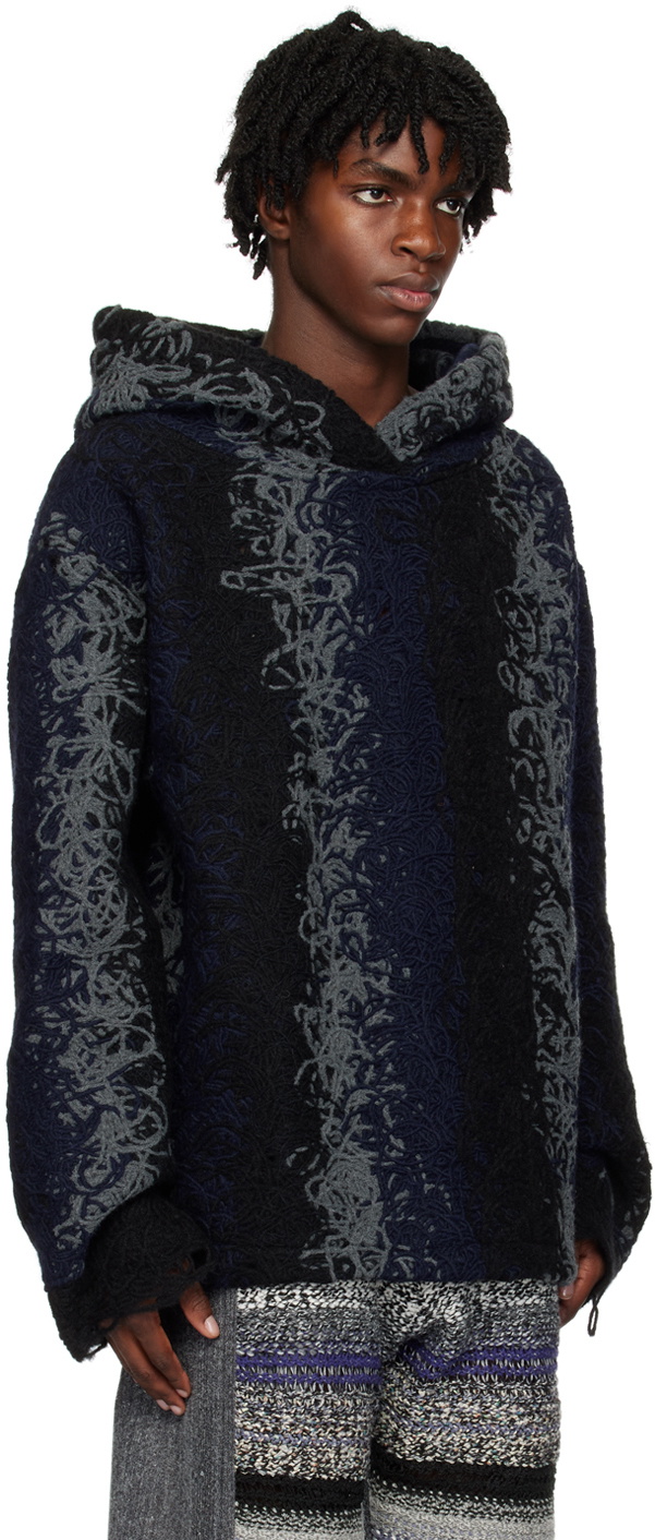 VITELLI Navy & Gray Striped Hoodie