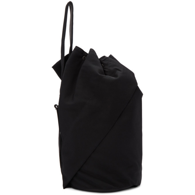 Yohji Yamamoto Black Tuck One Shoulder Backpack Yohji Yamamoto