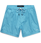 Ermenegildo Zegna - Mid-Length Logo-Embroidered Swim Shorts - Blue