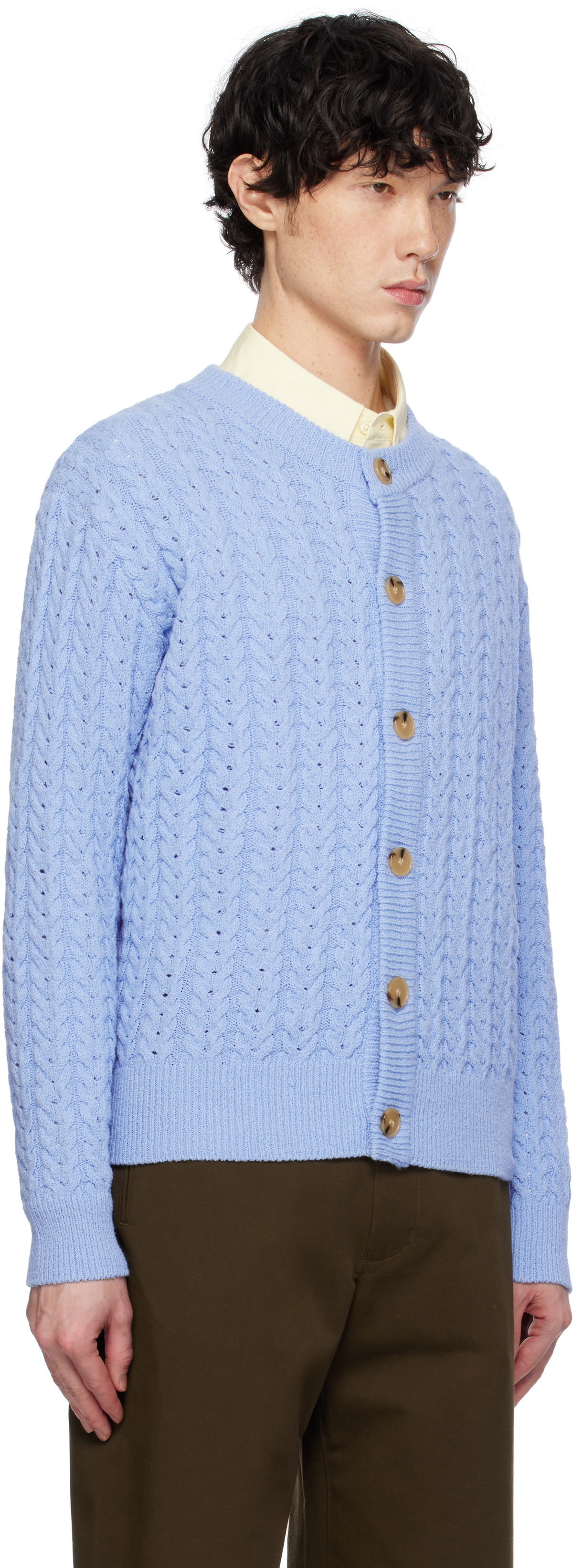 AFTER PRAY Blue Ernest Cable Knit Cardigan