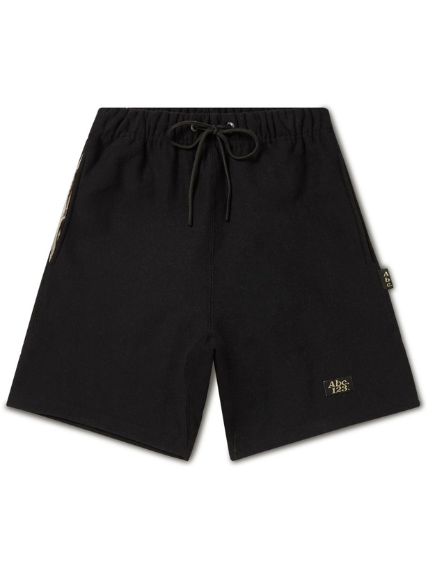 Photo: Abc. 123. - Wide-Leg Logo-Detailed Cotton-Blend Jersey Drawstring Shorts - Black