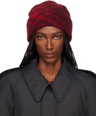 Burberry Burgundy Check Mohair Wool-Blend Beanie