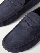 Tod's - City Shearling-Lined Nubuck Driving Shoes - Blue