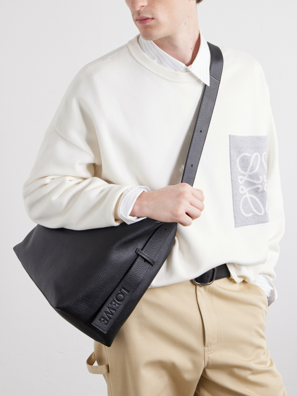 LOEWE - Loop Logo-Debossed Leather Messenger Bag