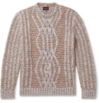 Giorgio Armani - Cable-Knit Cashmere, Mohair and Silk-Blend Sweater - Neutrals