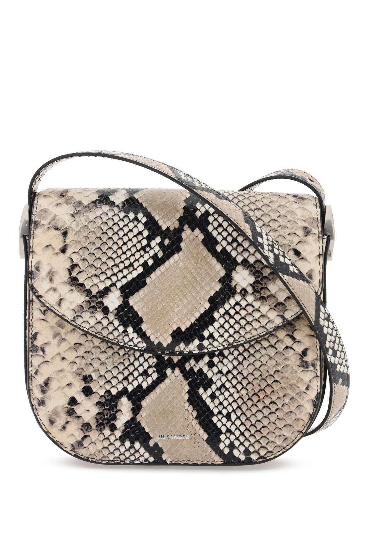 JIL SANDER python leather coin shoulder bag with textured finish Black