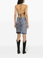 Masha Popova Blue Bleached-Effect Denim Shorts