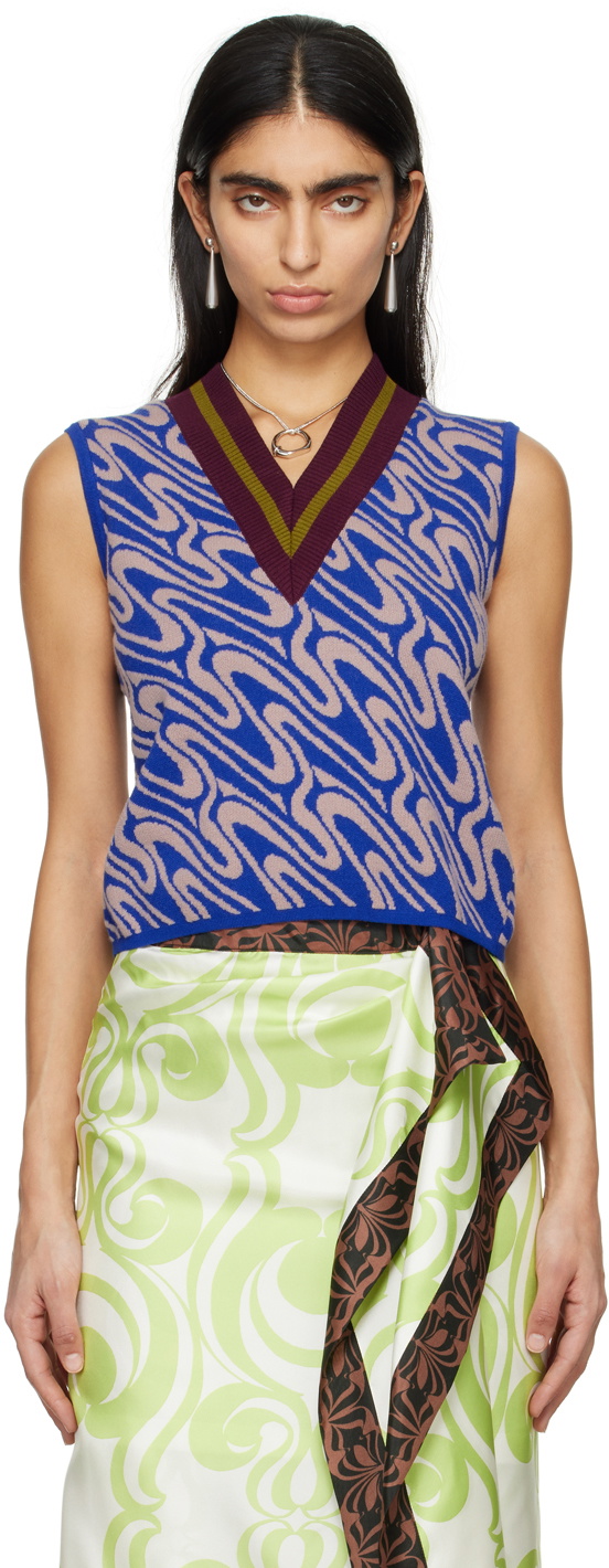 Dries Van Noten Blue Stripe Vest