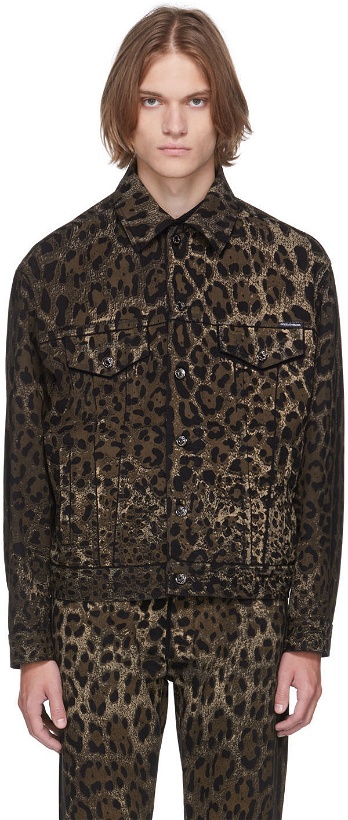 Photo: Dolce & Gabbana Black & Brown Denim Leopard Jacket