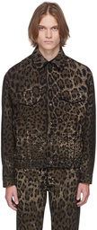 Dolce & Gabbana Black & Brown Denim Leopard Jacket