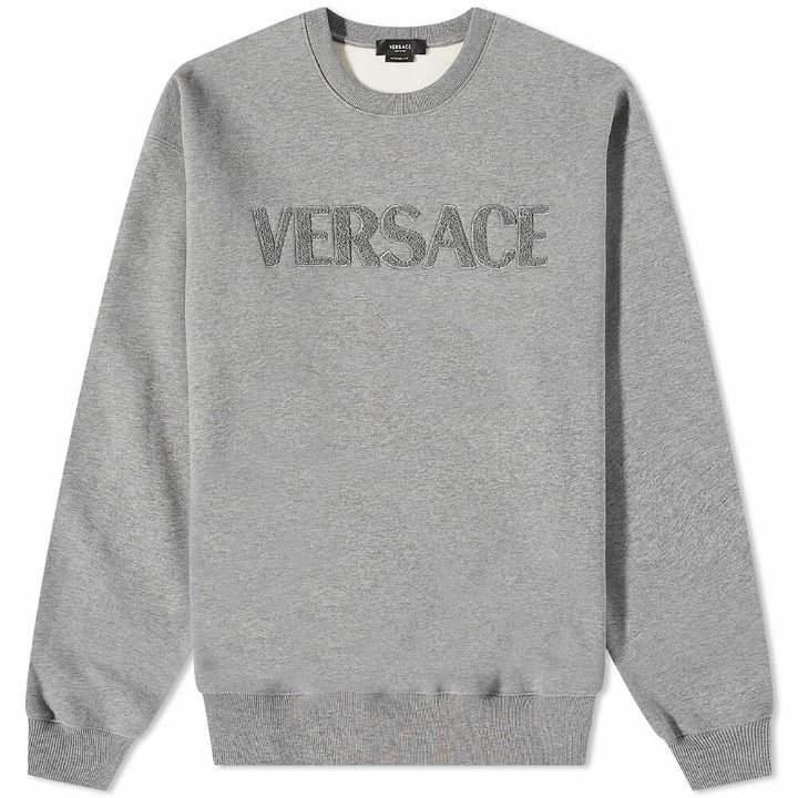 Photo: Versace Men's Applique Logo Crew Sweat in Grey