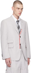 Thom Browne Gray Grosgrain Placket Blazer