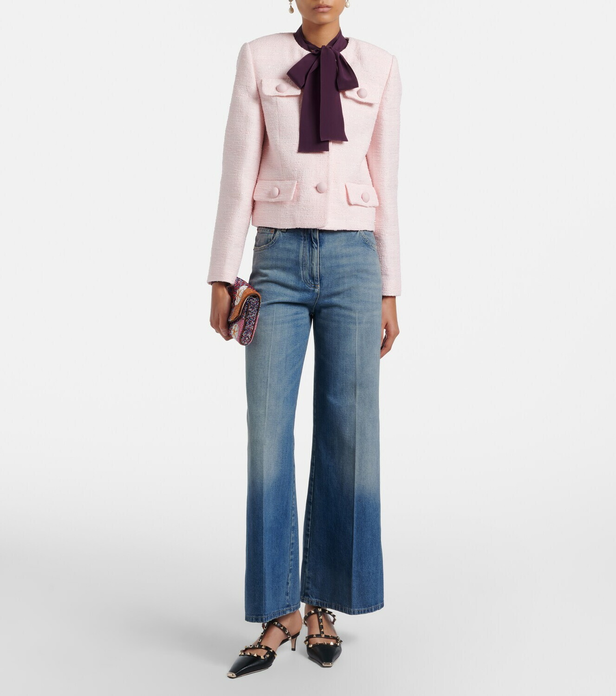 Valentino VGold wide-leg faded jeans
