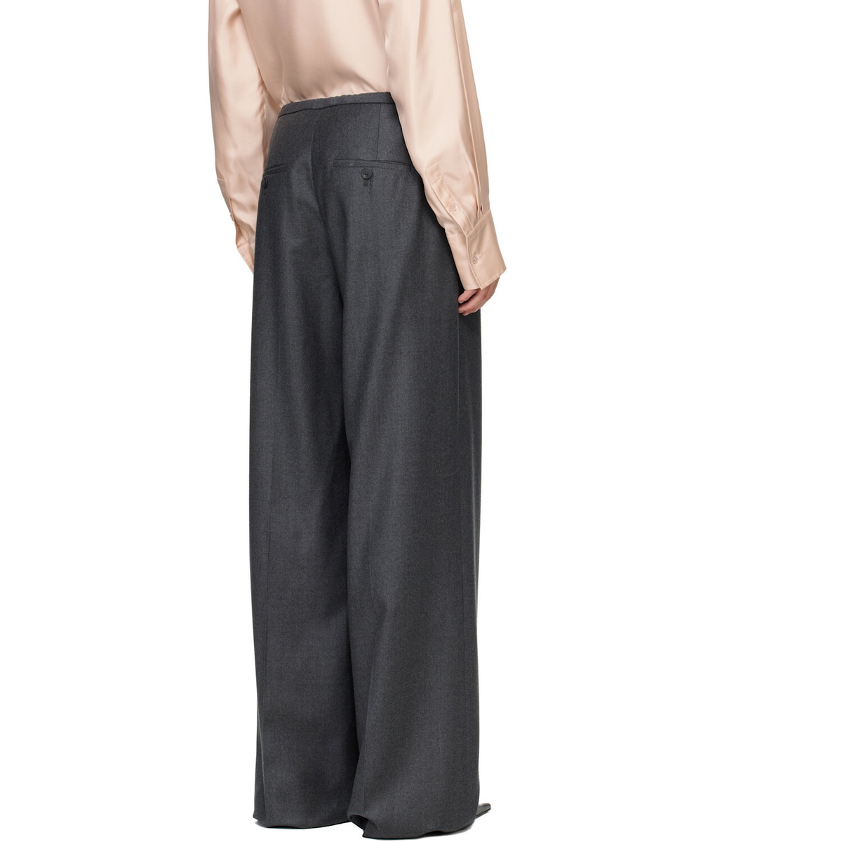Róhe Gray Relaxed Soft Wool Trousers