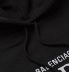 Balenciaga - Embroidered Fleece-Back Cotton-Jersey Hoodie - Black