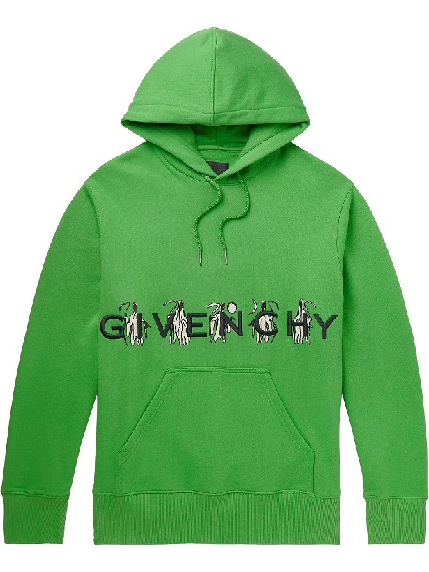 Photo: Givenchy - Josh Smith Logo-Embroidered Cotton-Jersey Hoodie - Green