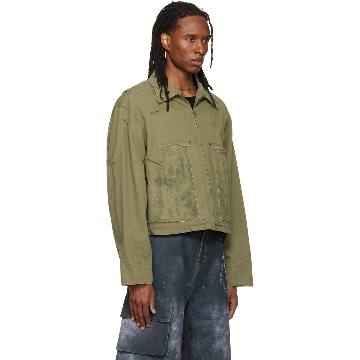 We11done Green Vintage Pin-Tucked Work Jacket