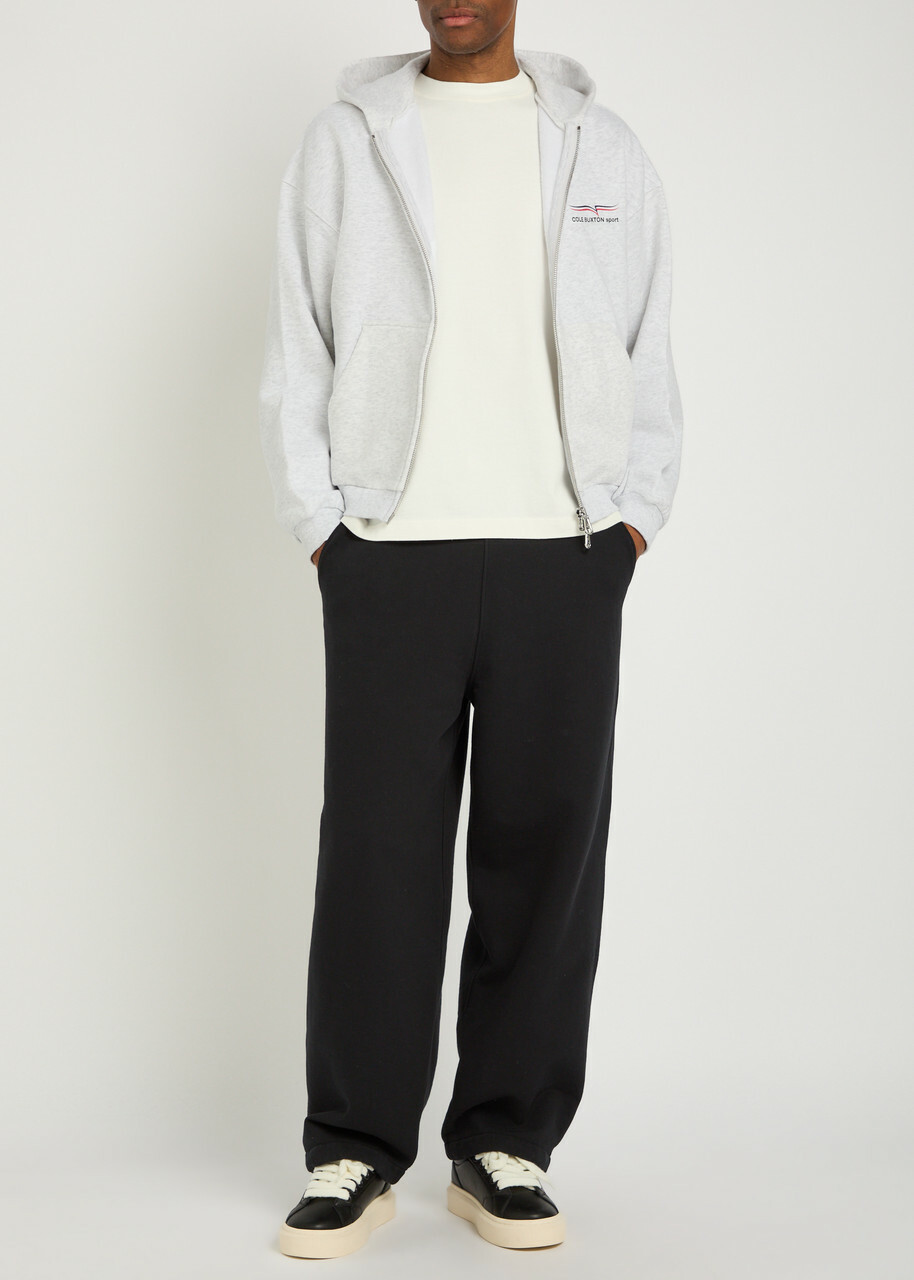 Cole Buxton Hooded Printed Cotton Sweatshirt Light Grey