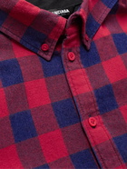 Balenciaga - Button-Down Collar Checked Flannel and Cotton-Jersey Shirt - Red