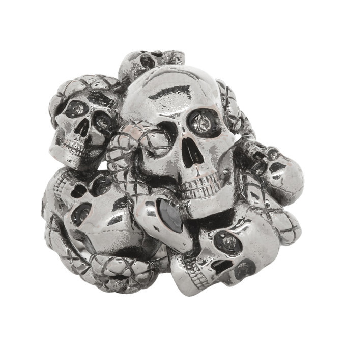 Photo: Alexander McQueen Gunmetal Multi Skull and Snake Ring