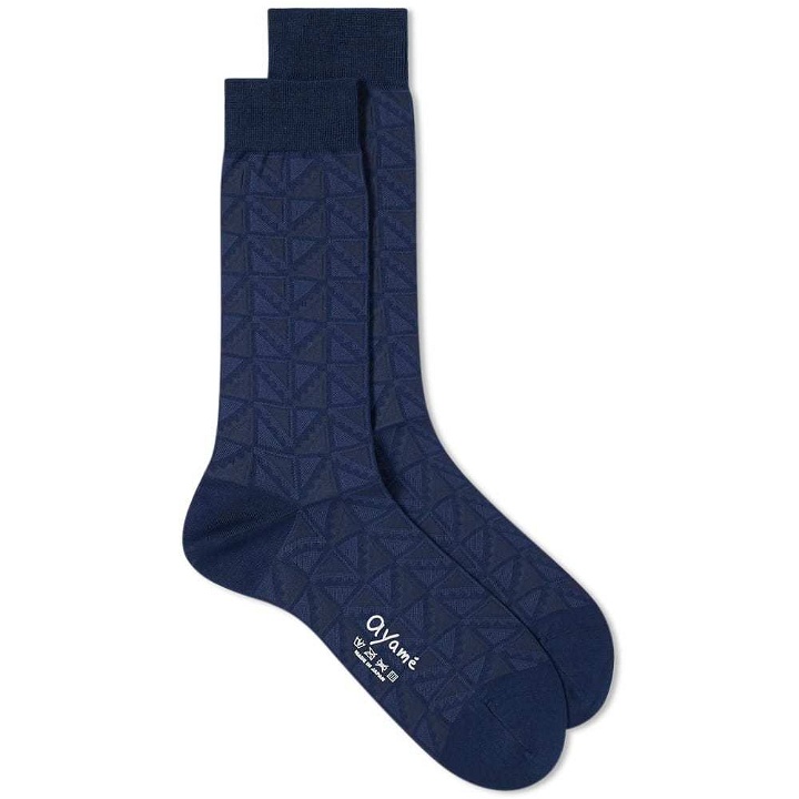 Photo: Ayame Socks Flag Solid Tonal Sock Blue