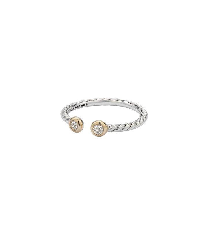 Photo: David Yurman Cable Open sterling silver and 14kt gold ring with diamonds