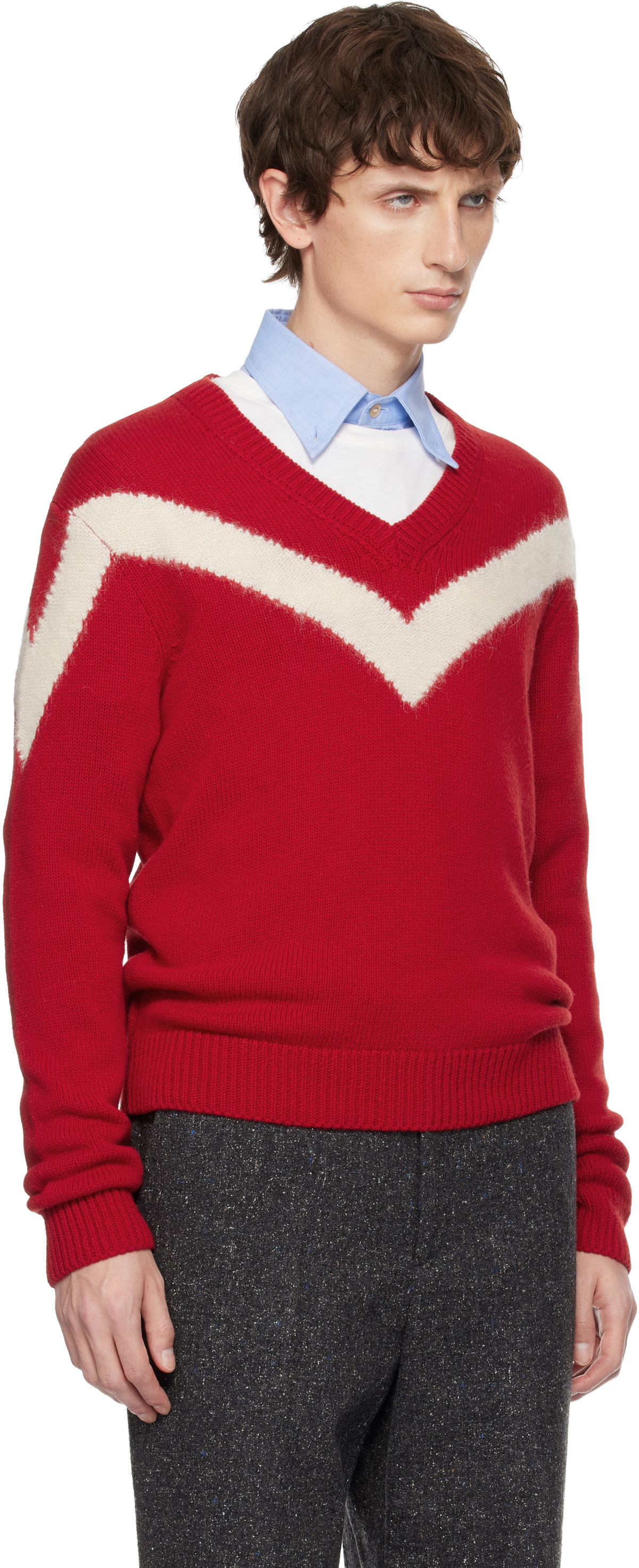 Valentino Red Wool VLogo Bow Sweater
