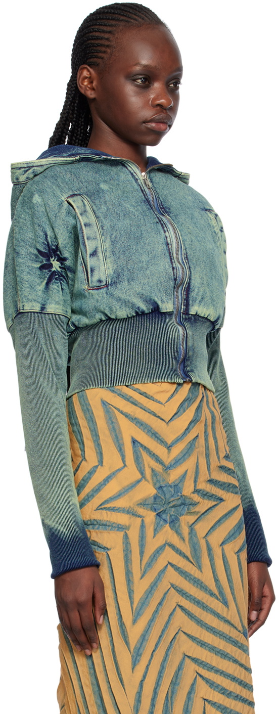 Masha Popova Blue Puffed Denim Bomber Jacket