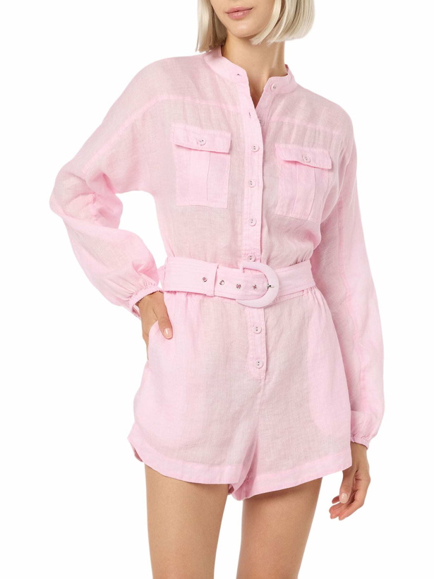 Photo: MC2 Saint Barth Woman Pink Linen Playsuit Hanniel