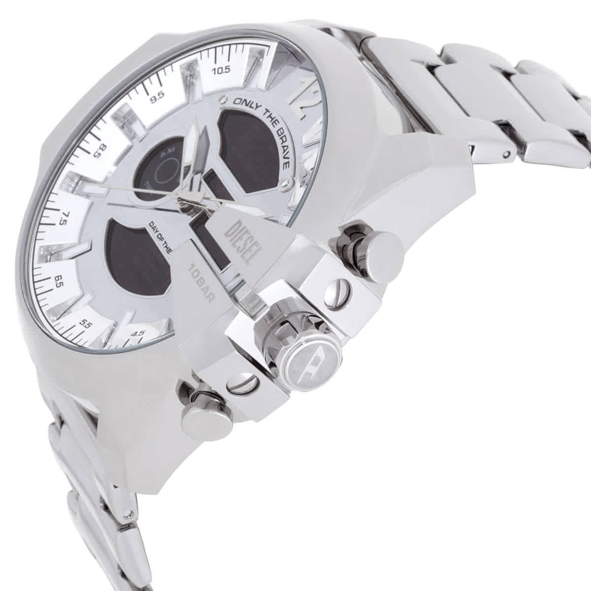 Diesel Mega Chief Quartz Analog-Digital Silver Dial Mens Watch DZ4648