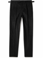 Saman Amel - Straight-Leg Pleated Cotton-Corduroy Trousers - Black