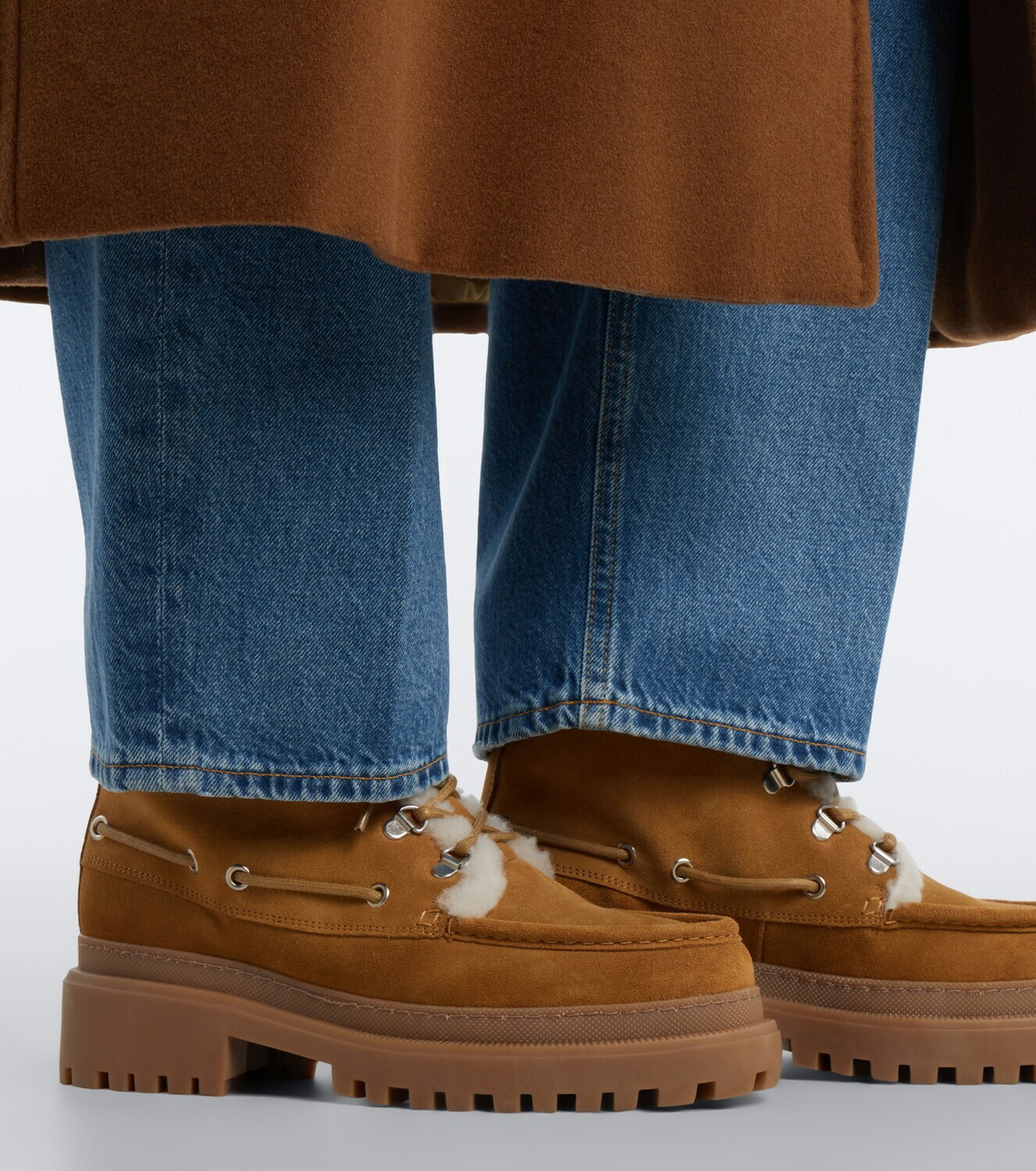 Yves Salomon Shearling-lined suede lace-up boots