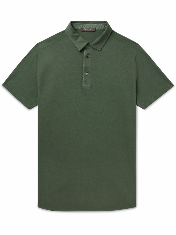 Photo: Loro Piana - Cotton-Piqué Polo Shirt - Green