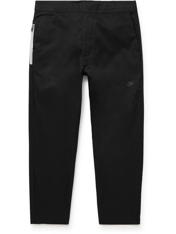 Photo: Nike - Sportswear Style Essentials Cropped Cotton-Blend Twill Trousers - Black