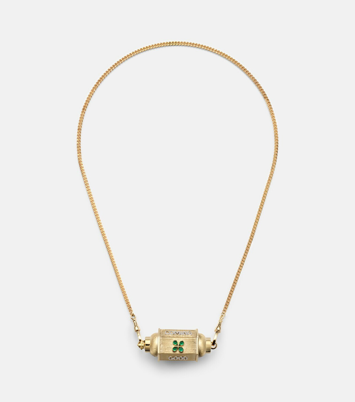 Marie Lichtenberg Good Things 18kt gold locket necklace with emeralds